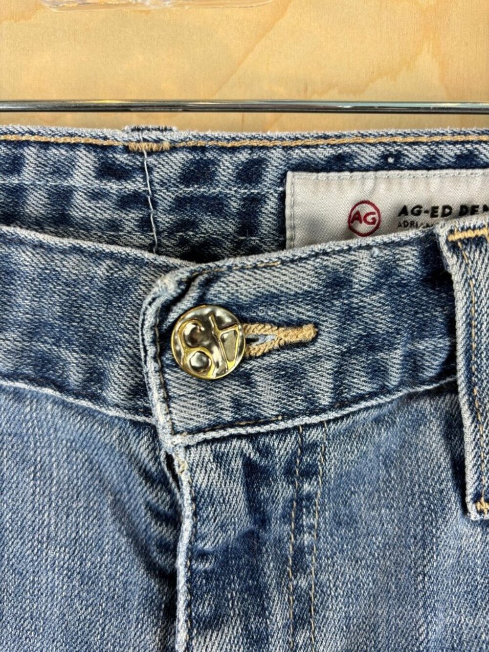 AG Adriano Goldschmied Womens Blue Distressed Denim Straight Jeans Size 27 R - Picture 4 of 9